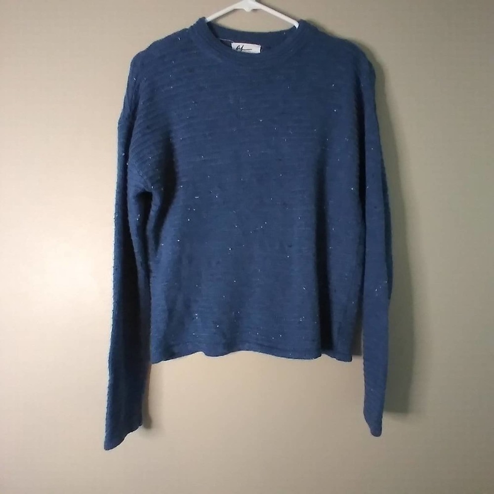 🦋 Andrea Jovine Blue Ribbed Pullover Sweater